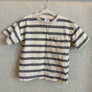 Zara Kids Cream and Black Striped Tee